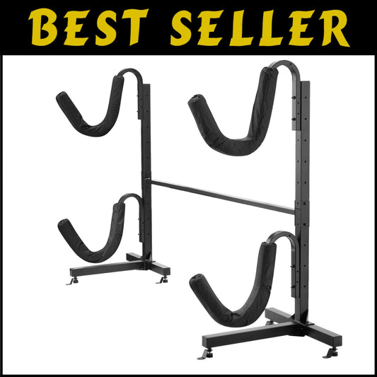 Heavy-Duty Freestanding Kayak Storage Rack with Padded Arms - Holds 2 Kayaks