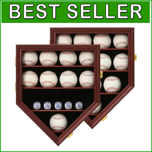 Mahogany Baseball Holder with Shatterproof Glass and Velvet - Perfect Gift