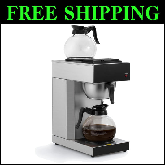 Stainless Steel 12-Cup Drip Coffee Machine - Perfect for Offices & Restaurants