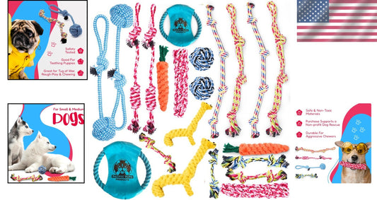 Eco-Friendly Cotton Dog Rope Toys Combo - 11 Durable Options for Fun