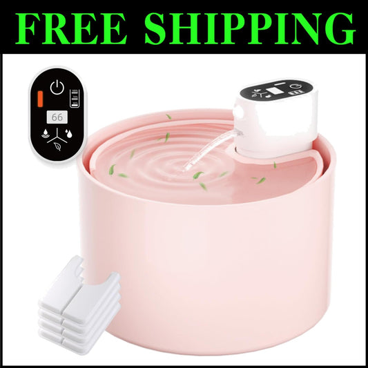 Intelligent 2.3L Cat Drinking Fountain - Elegant Pink Ceramic & Low Maintenance