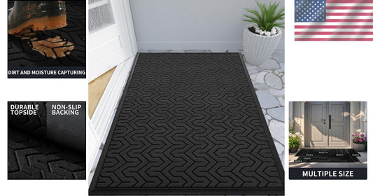 47x32 Heavy Duty Waterproof Doormat - Non-Slip Outdoor Welcome Mat in Black