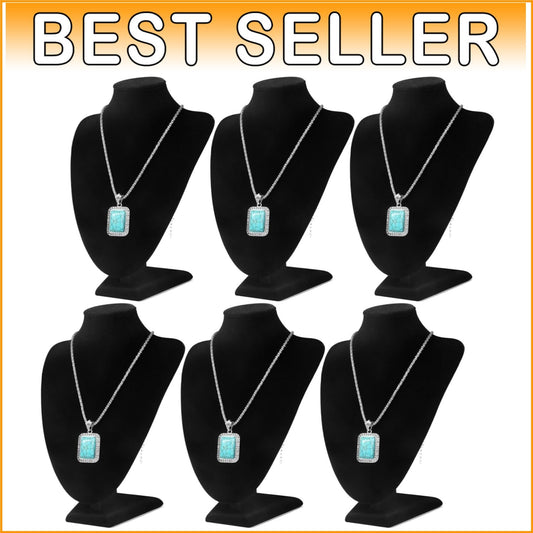 Elegant Black Velvet Necklace Bust Display Stand - 10 Inch, 6 Pack for Boutique
