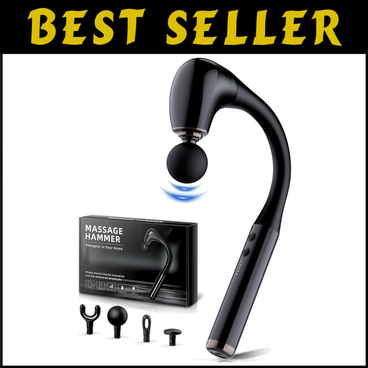 Rechargeable Deep Tissue Massage Gun with Extension Handle and 5 Speed Settings