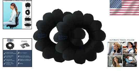 Adjustable Neck and Lumbar Support Pillow 2-Pack – Fleece, Travel Essential