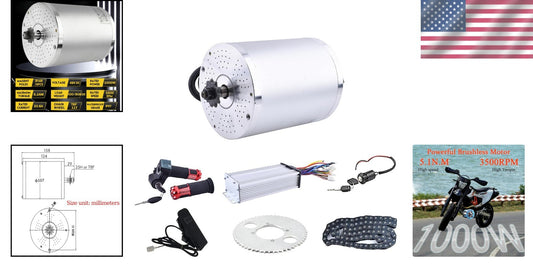48V 1000W Electric Brushless DC Motor Kit with Speed Controller and Display