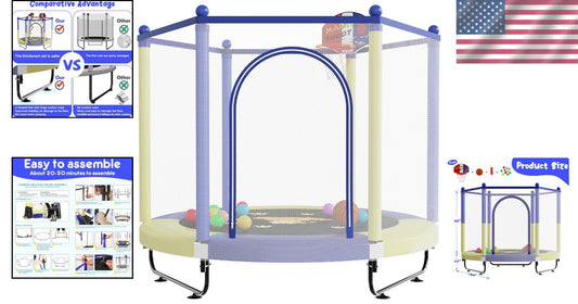 Vibrant 5FT Kids Bounce Trampoline with Protective Netting - Perfect Gift!