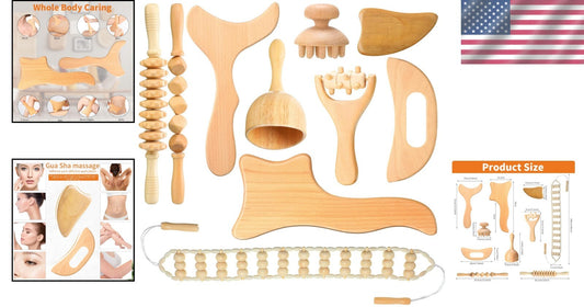 10-Piece Wooden Massage Roller Kit for Ultimate Muscle Relief & Relaxation