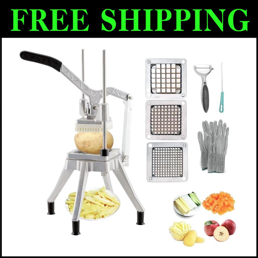 Heavy-Duty Stainless Steel Vegetable Dicer with Push Handle & Easy Clean Design