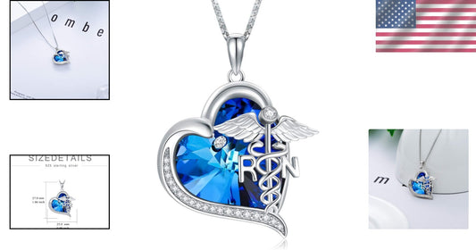 Adjustable 925 Silver Nurse Jewelry with Blue Heart - Thoughtful Gift for Nurses