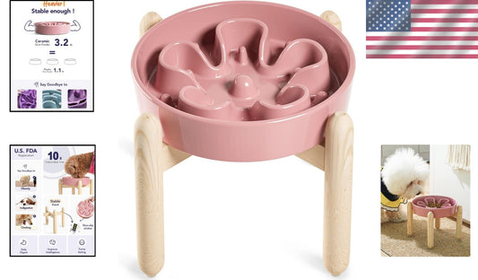 Elevated Ceramic Slow Feed Dog Bowls - Anti-Gulping Design for Healthy Eating