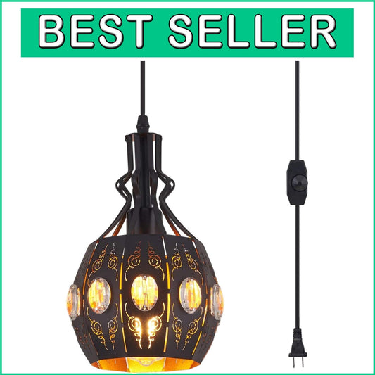 Elegant Plug-in Dimmable Pendant Light - Vintage Industrial Style Fixture