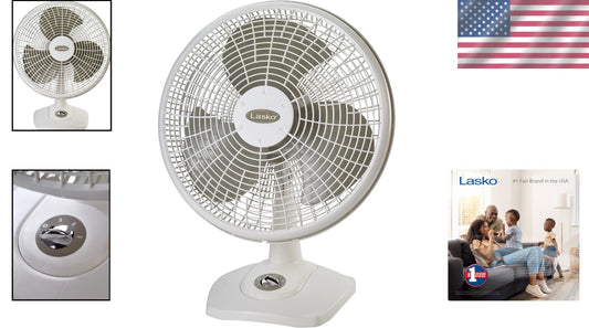 16-Inch White Table Fan – Energy Efficient Oscillating Cooling Solution