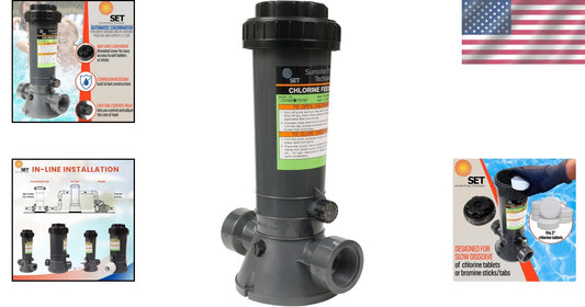 Adjustable Chlorine Dispenser for Easy Pool Maintenance - Fits In-Line Systems