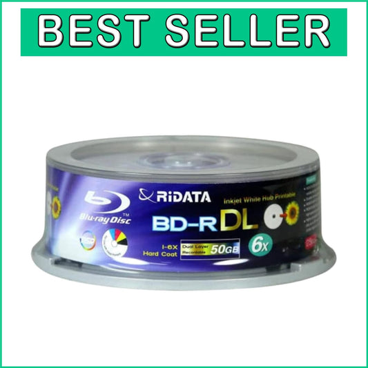 25-Count 50GB Dual-Layer Blu-Ray Discs with 6X Write Speed - RiData Quality
