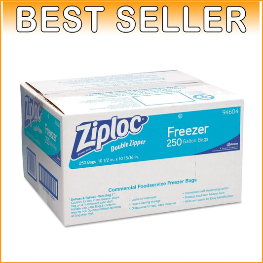 Durable 1 Gallon Double-Zipper Freezer Bags with Stand-Up Design, 250 Count