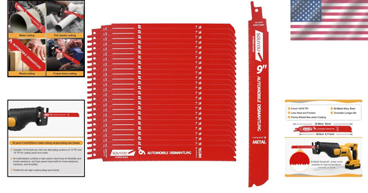 Ultra-Thick Bi-Metal Reciprocating Saw Blades Set - 14/18 TPI, Non-Stick Finish