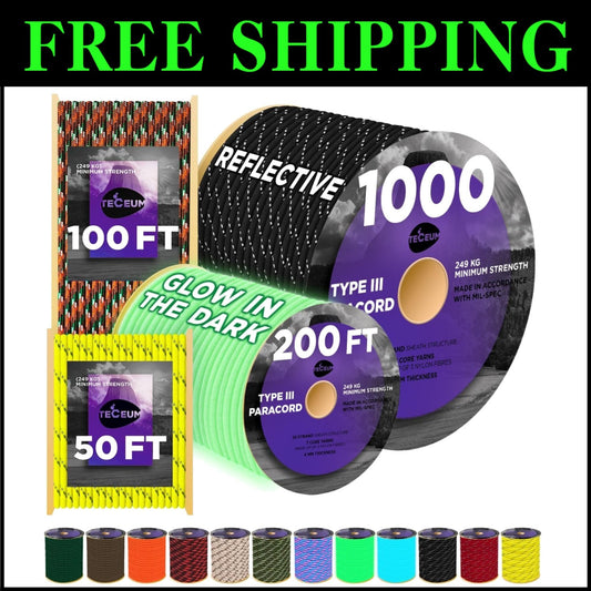 Survival-Grade 1000ft Nylon Rope - Perfect for Outdoor Gear & Craft Projects