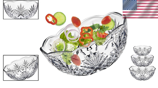 Geometric Pattern Crystal Bowls - Ideal for Elegant Dining & Special Occasions