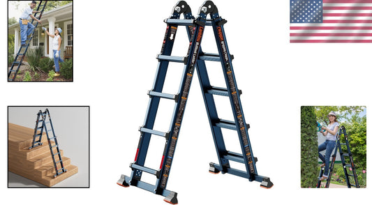 Versatile Anti-Slip 5 Step Aluminum Ladder - Folding Storage & 330 lbs Load