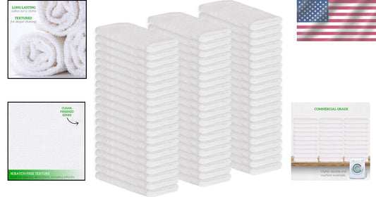 Durable 60-Pack White Terry Towels - Soft, Absorbent Washcloths for All Needs