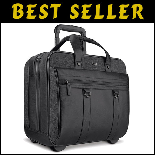 Stylish Rolling Laptop Case with Push-Button Handle - Perfect for Work & Travel