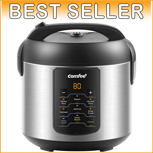 Effortless Cooking with 6-in-1 Rice Cooker - 8 Cups Cooked Capacity, Non-Stick