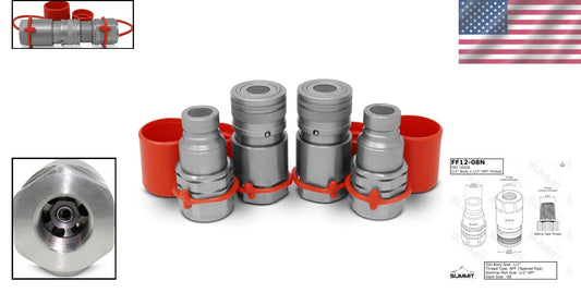 Durable Skid Steer Quick Connect Couplers Set with Dust Caps – 2 Heavy-Duty Sets