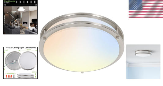 36W Dimmable LED Ceiling Lamp - Adjustable Color Temperatures, 2200LM Brightness