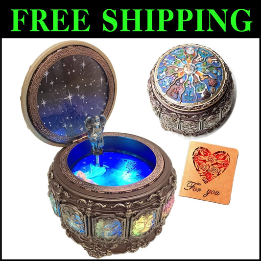 Upgraded Rotating Goddess Music Box with Twinkling LED Lights for Occasions