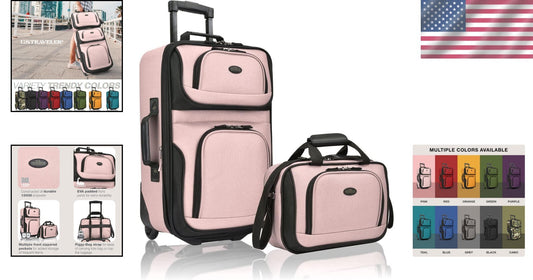 Versatile Pink Expandable Carry-On Luggage & Boarding Bag Duo - Travel in Style