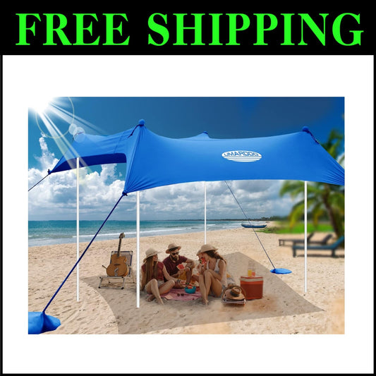 10×10FT Portable Beach Tent with UPF 50+ Sun Protection - Family Outdoor Shelter