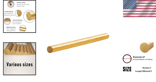 Solid Brass Rods, 2" Dia, 4" Long - Perfect for Knife Handles and Crafts