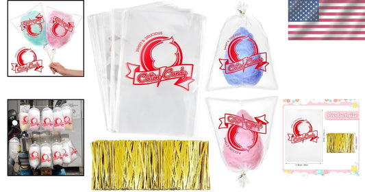 500 Cotton Candy Bags with Clown Print - Large Party Essential, 11.8 x 17.7 Inch