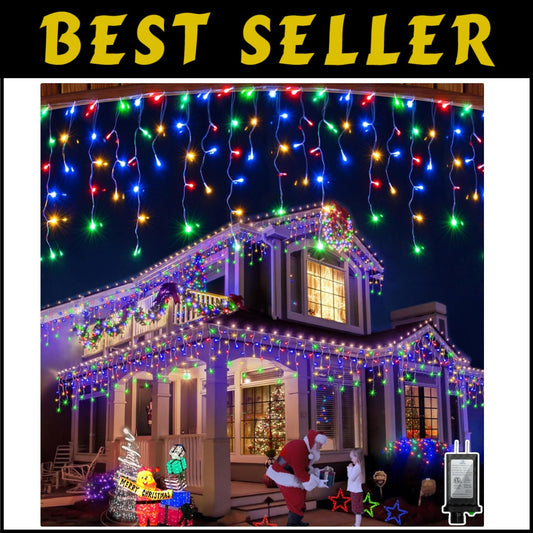131FT Waterproof LED Curtain Lights - 1296 Multicolor Drops & Timer Function