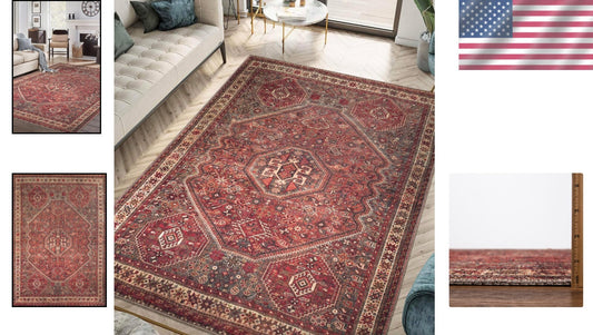 Durable 5x7 Vintage Moroccan Rug - Easy Clean and Non-Slip for Living Spaces