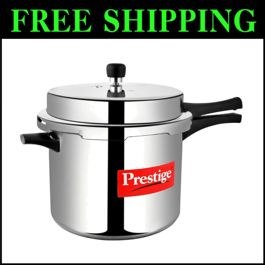Efficient 10L Silver Pressure Cooker - Heavy-Duty Aluminum, Ergonomic Handles