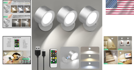 Battery Operated LED Wall Lights with Magnetic Rotation - Dimmable & 3 Colors