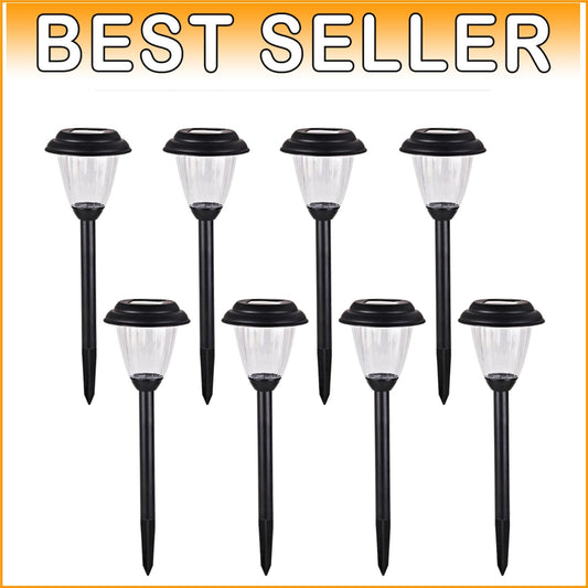 Elegant 8-Pack Solar Outdoor LED Pathway Lights in Matt Black Stainless Steel