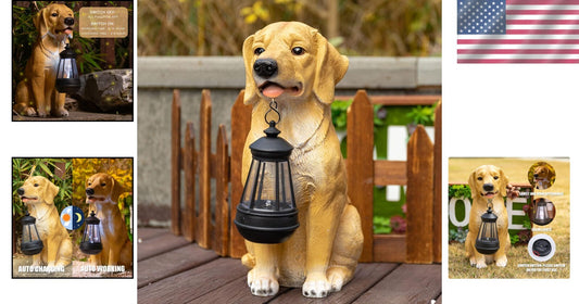 Delightful Solar Dog Outdoor Statue - Resin Garden Decor with Light Feature