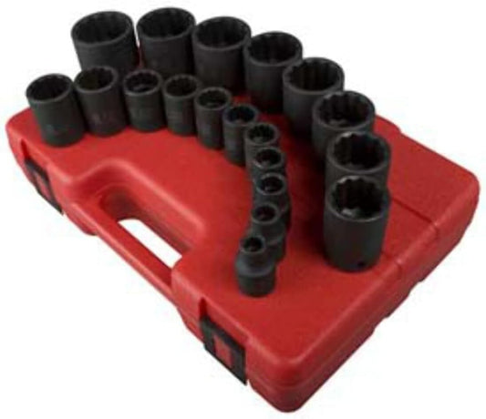 Essential 19-Piece SAE 12-Point Impact Socket Set for Mechanics - CR-MO Design
