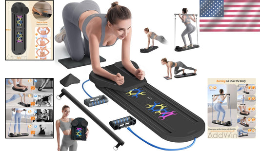 All-in-One Pilates Reformer Set with 15 Exercises - Lightweight & Functional