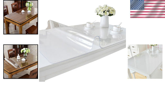 Durable Rectangular Table Cover Protector - 1.5mm Clear PVC Table Mat 40 x 60''