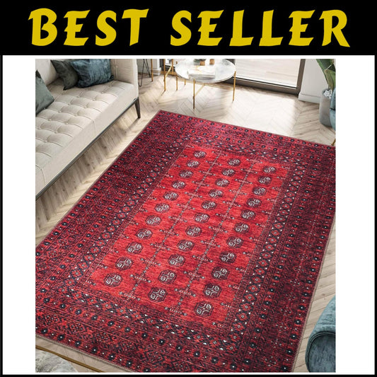 5' x 7' Geometric Area Rug - Easy Care, Non-Slip, Ideal for Busy Living Spaces