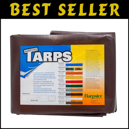 20'x30' Super Heavy Duty Brown Tarp - Waterproof, Tear Resistant & UV Treated