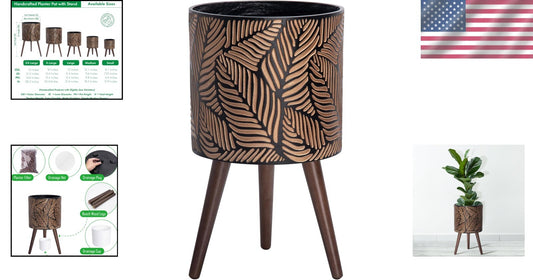 Stylish 12-Inch Plant Pot with Stand – Fiberglass Resin, Eco-Friendly Design