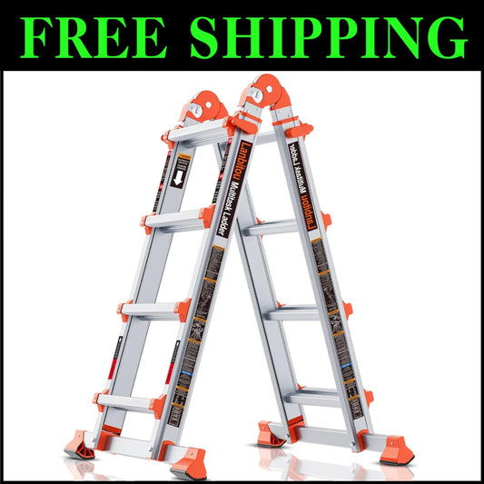 Compact Multi-Position 14 FT Ladder - 330 lbs Capacity, Easy to Store & Use