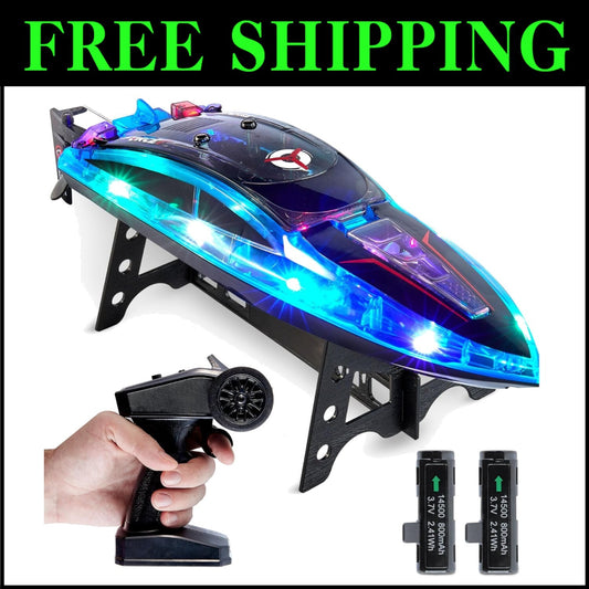 High-Speed Underwater Racing RC Boat with User-Friendly Remote - Family Favorite
