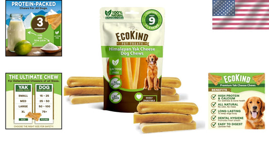 EcoKind Premium Yak Cheese Chews - Natural Dog Treats for Aggressive Chewers