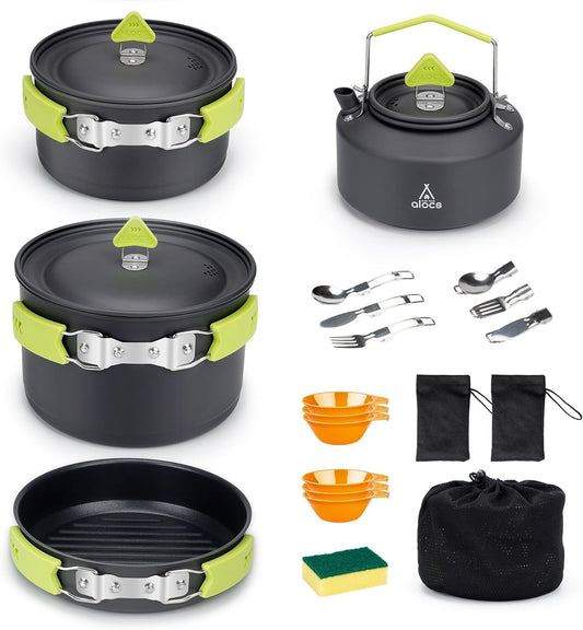 18-Piece Non-Stick Camping Cookware Set for 4-6 People - Ultra Lightweight Gear